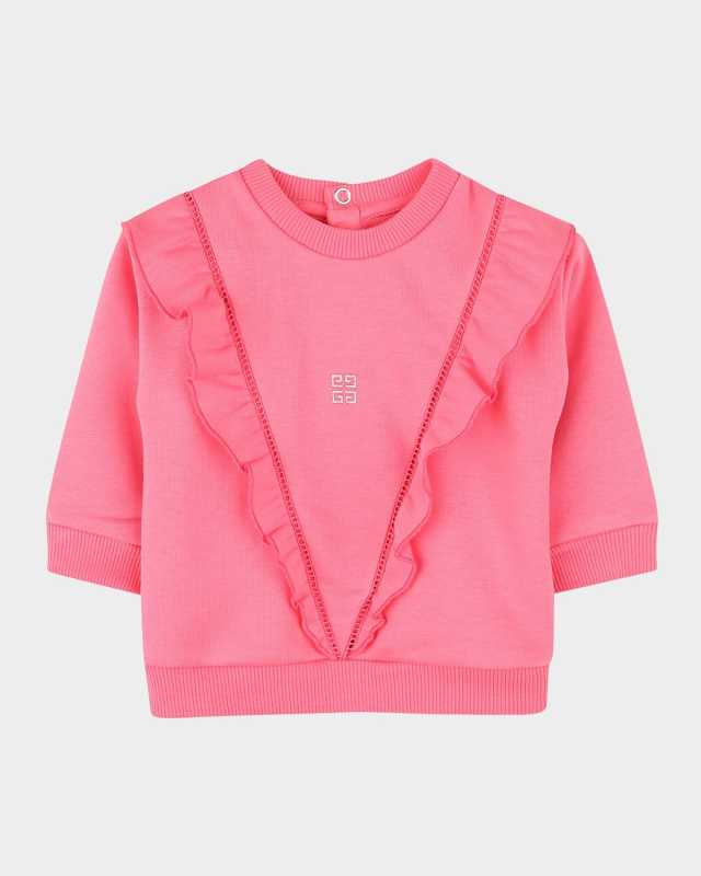 Girl's Ruffle Trim 4G Sweatshirt, Size 12M-3